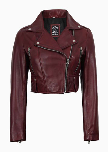 133316 Collen Women's Cropped Leather Jacket Maroon Wax RL 1773048426.jpg