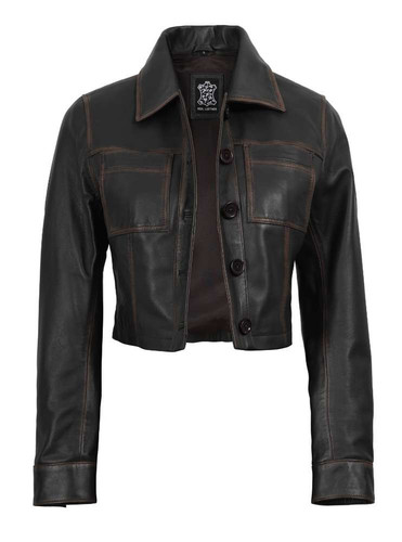 133319 Mable Women's Cropped Jacket Dark Brown Rub off RL 1773048606.jpg
