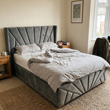 Double ottoman bed frame with metal support body