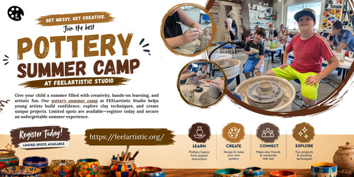 Give your child a summer filled with creativity, hands-on learning, and artistic fun. Our pottery summer camp at FEELartistic Studio helps young artists build confidence, explore clay techniques, and create unique projects. Limited spots are available—register today and secure an unforgettable summer experience.

https://feelartistic.org/creative-summer-camp-for-kids-2026/