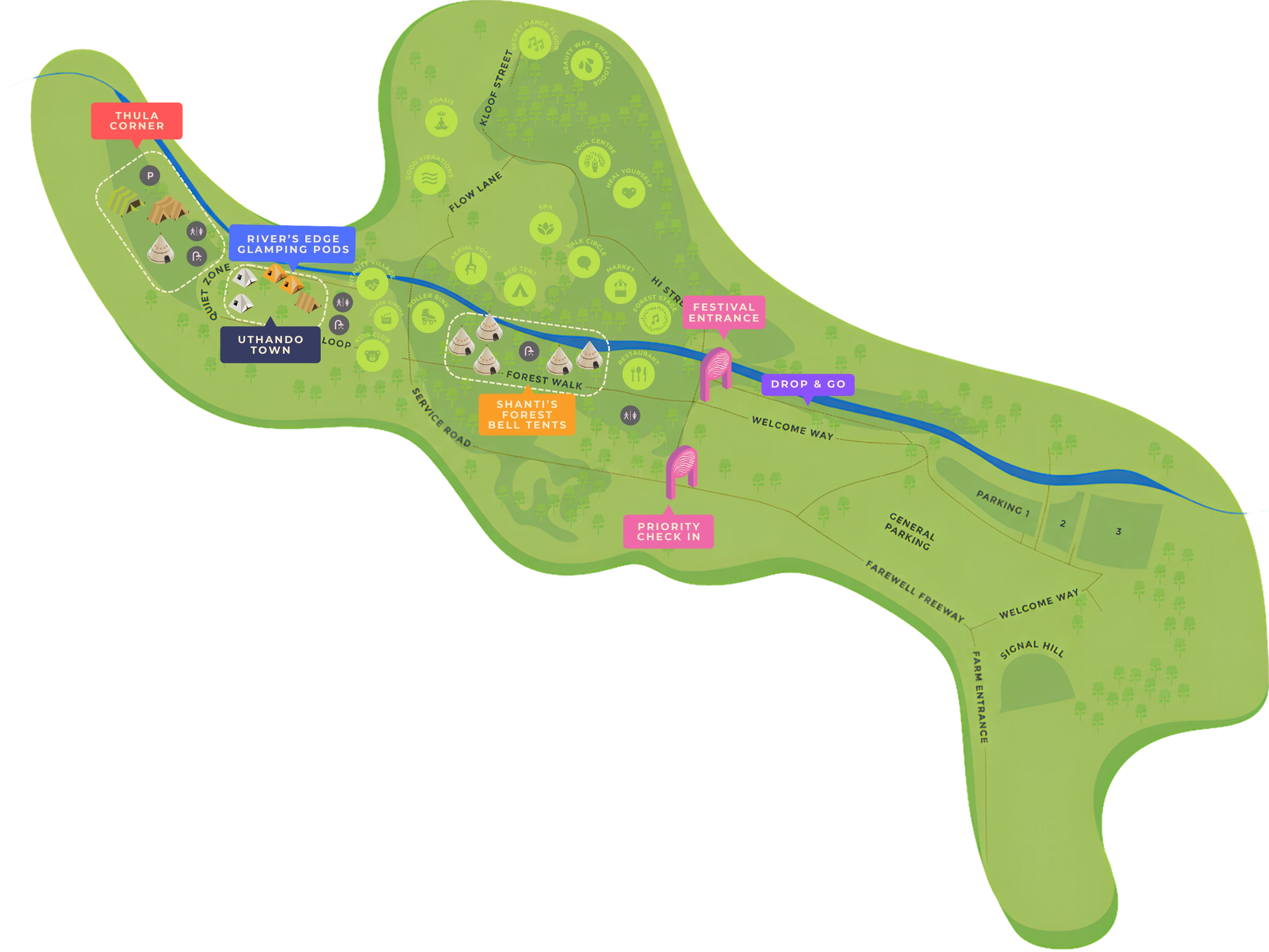 Glamping Neighbourhood Map