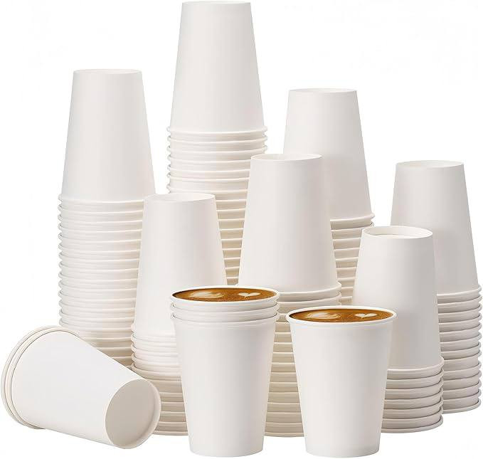 #VerdientProvisionen<br>Pack of 50 Disposable Kraft Paper Cups, 9 oz 250 ml Coffee Cups, Paper Cups, Cups from Sustainable Forestry, Reusable Coffee Cups, Cold Drink Cups for Coffee Tea (White, 250 ml)