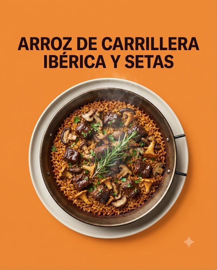Arroz de carrillera ibérica y setas