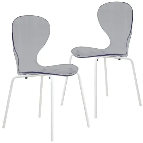 Oyster Stackable Dining Chair With Stainless Steel White Legs Set of 2.webp