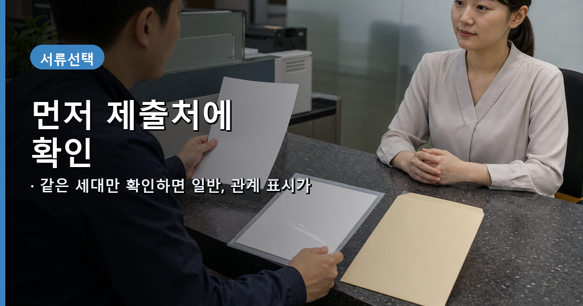 제출 목적에 따른 일반 등본·상세표기 등본·가족관계증명서 선택 순서