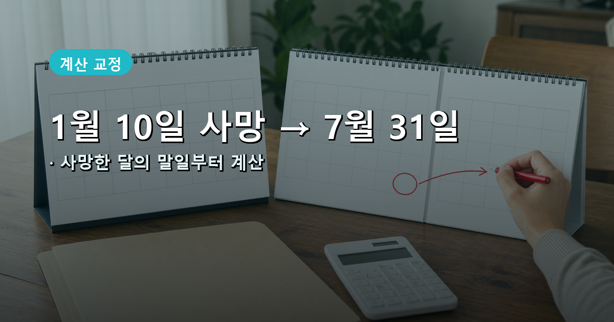 2026년 1월 10일 사망 사례의 상속세 신고기한을 7월 31일로 바로잡는 달력 계산 이미지