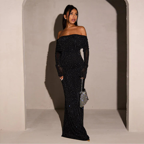 Black Shimmer Off-Shoulder Cyprus Maxi Dress  – Trending USA Style 2026.jpg