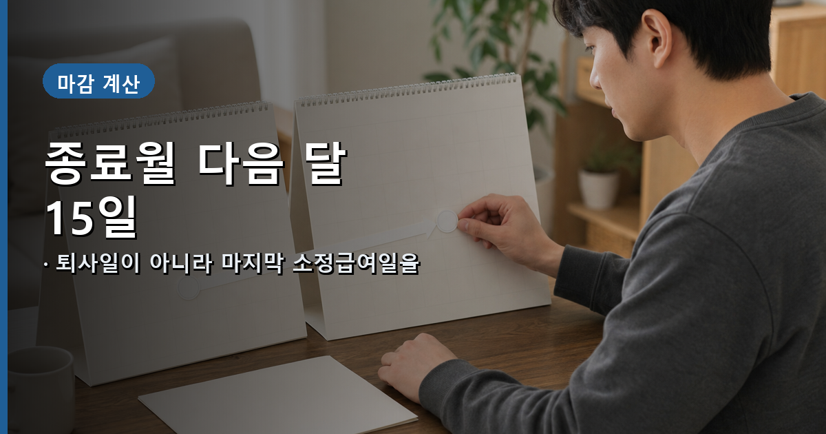 마지막 소정급여일이 속한 달에서 다음 달 15일까지 신청기한을 계산하는 과정