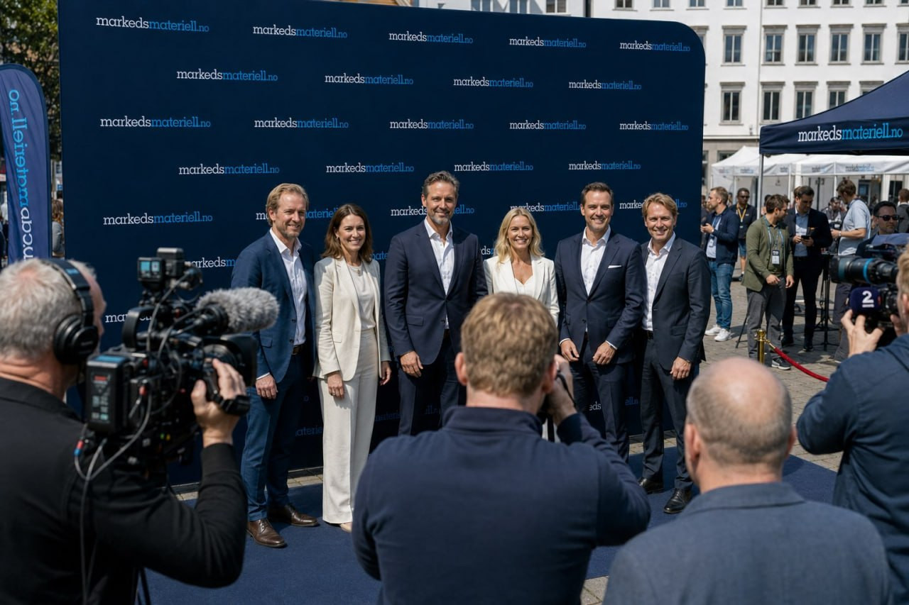 Pressevegg og profesjonelt markedsmateriell