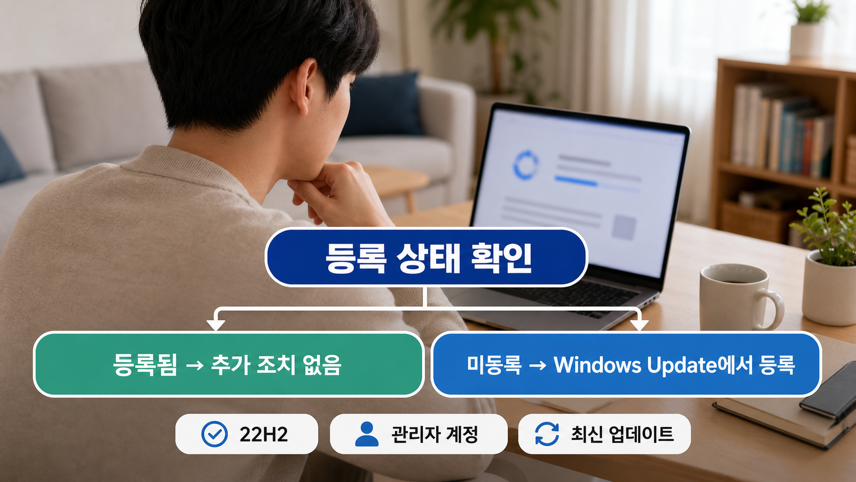 설정의 Windows Update 화면에서 ESU 등록 여부를 확인하는 과정을 보여주는 이미지