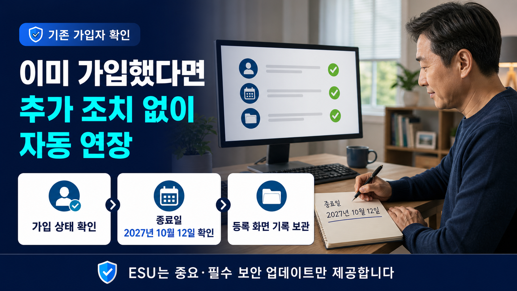 윈도우10 ESU 2027년 10월까지 연장, 윈도우11 안 되면 지금 등록하세요 내용 이미지