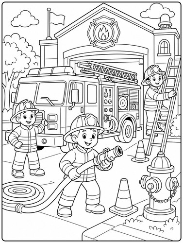 Pompiers Devant Leur Caserne Avec Le Camion.jpg
