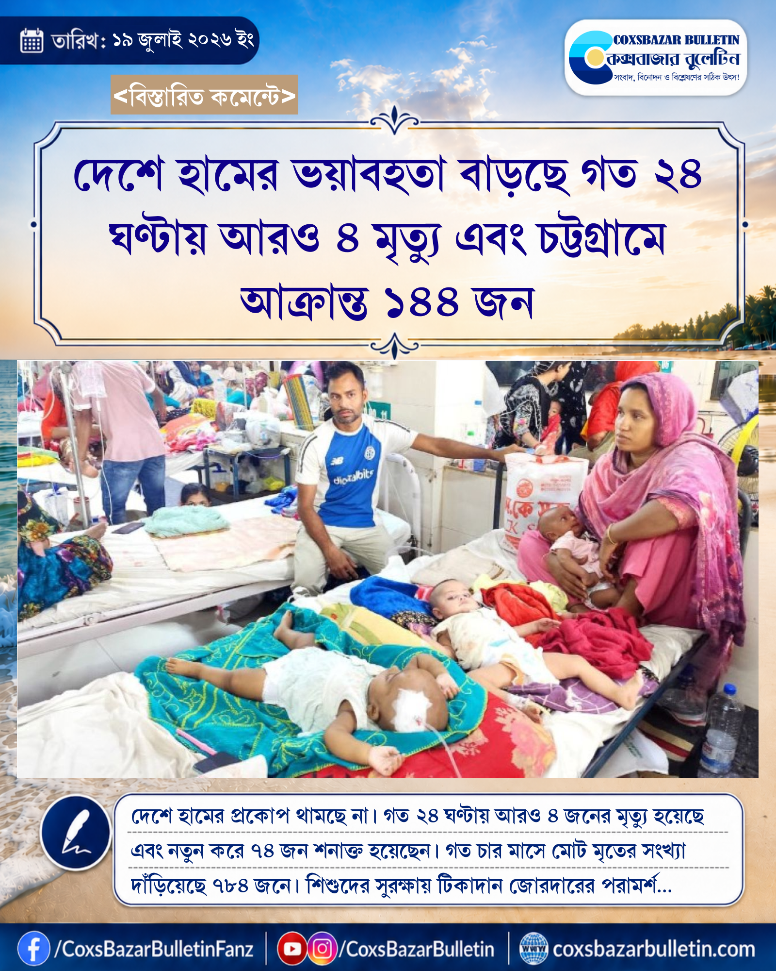 দেশে হামের ভয়াবহতা বাড়ছে গত ২৪ ঘণ্টায় আরও ৪ মৃত্যু এবং চট্টগ্রামে আক্রান্ত ১৪৪ জন