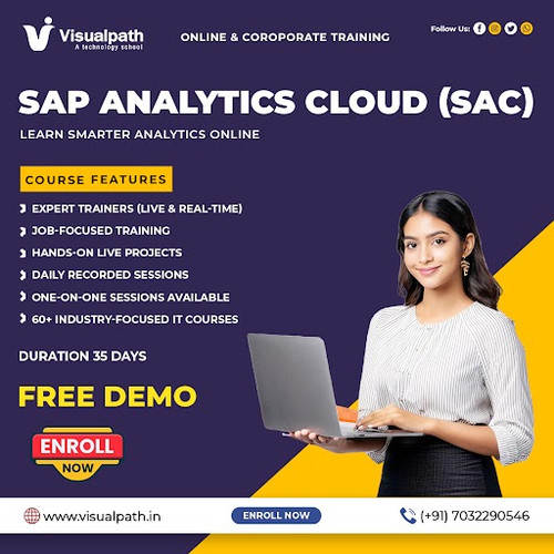 Visualpath offers SAP Analytics Cloud Training with practical projects, expert guidance, and flexible schedules to help professionals build analytics and planning skills. Our SAP SAC Course includes hands-on learning, real-world projects, corporate training, and expert support. SAP SAC Training in Hyderabad prepares learners for industry careers with practical experience and job-ready expertise. Call +91-7032290546.
Website: https://www.visualpath.in/sap-analytics-cloud-training.html 
WhatsApp: https://wa.me/c/917032290546
