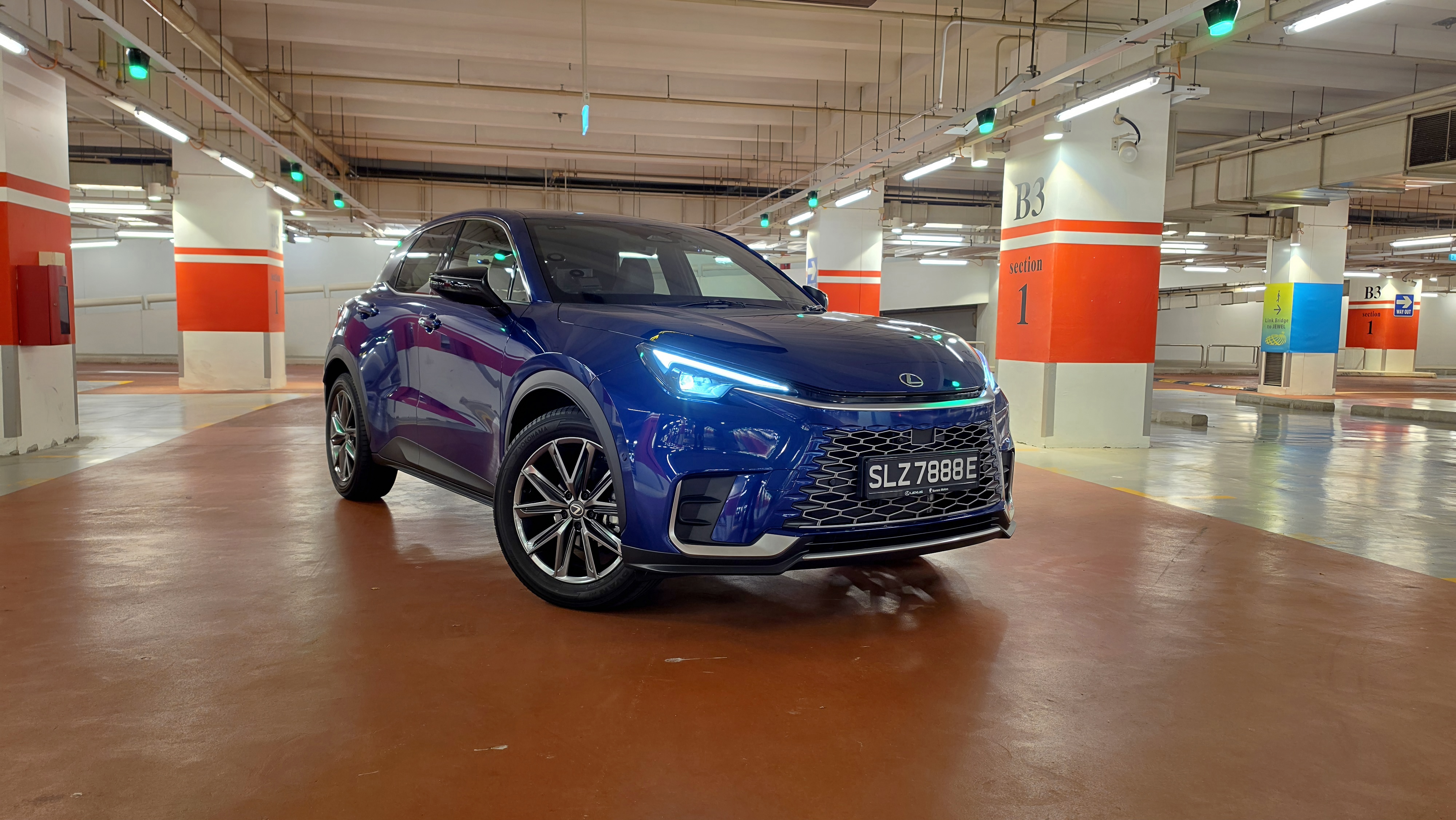 Lexus LBX parked, full profile