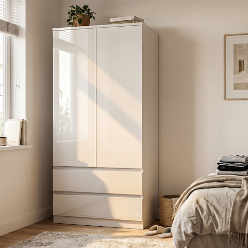 Smart Choice for Modern Bedrooms: 2 Door Wardrobe with Drawers..png