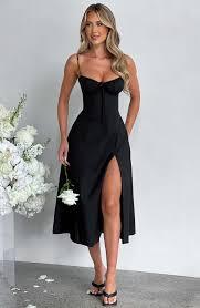 Deanna Midi Dress – Elegant Black Midi Dress for Women | Qorsage USA.jpg