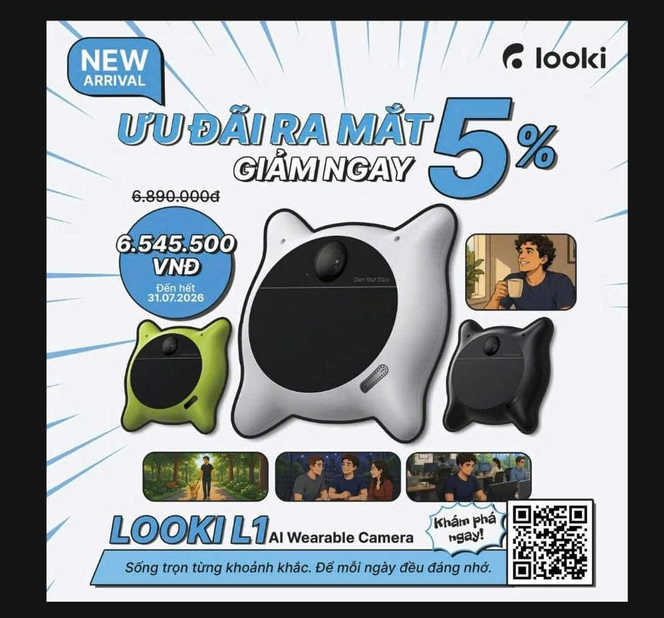 Thiết bị đeo Looki L1 với thiết kế camera độc đáo