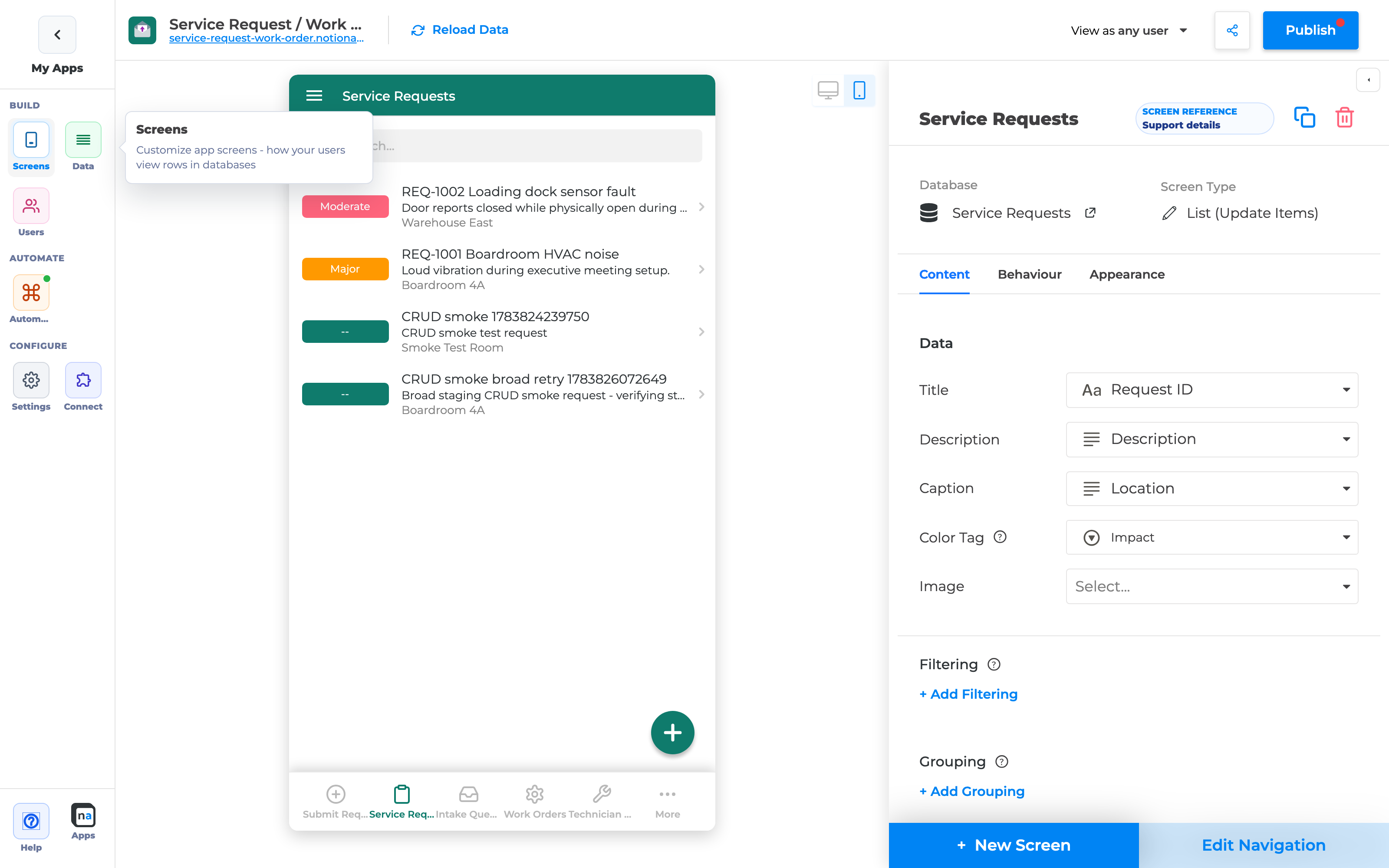 Page Content TOC settings in the builder