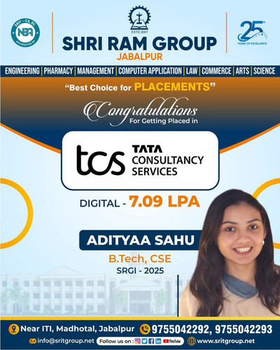 Shri Ram Group Jabalpur is Proud for the Placement of Its Student at the TCS Digital.jpg