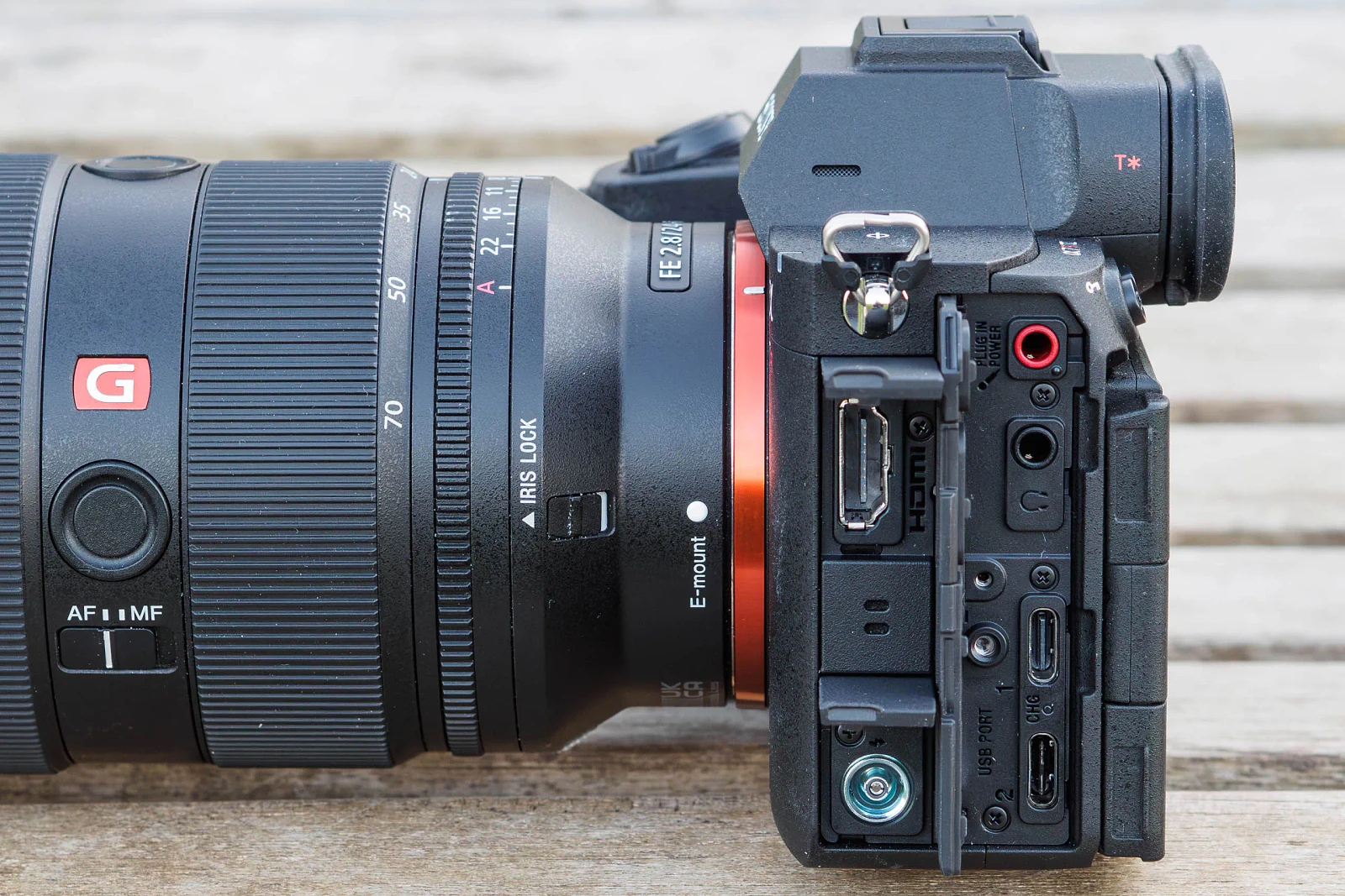 Sony Alpha A7R VI connector ports.
