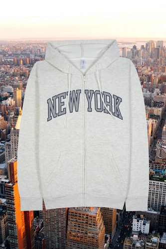 Adult 'New York' Embroidered Zip Up Hoodie - HTR OATMEAL.png