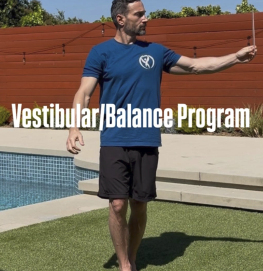 Aaron demonstrating a vestibular and balance training program