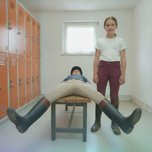 Me and my little sister in the stables' changing room.jpg