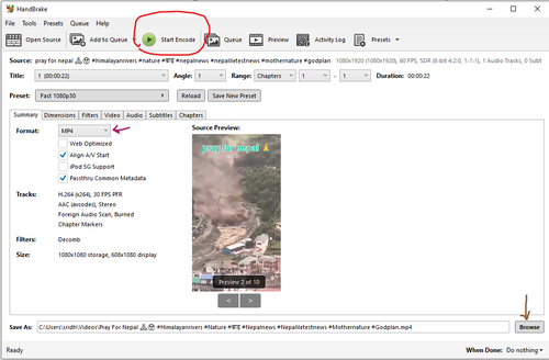 HandBrake with a video uploaded conversion tool.png