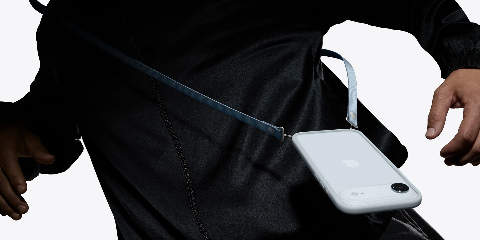 A cell phone on a strap