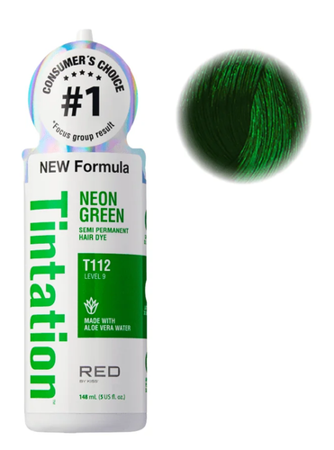 Red by Kiss Tintation Semi Permanent Hair Dye T112 Neon Green.png