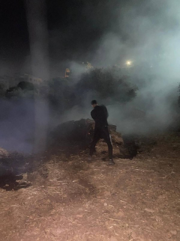 مليشيات المستوطنين تحرق أرضا قرب مسجد النور في قرية برقا شرق رام الله فجر اليوم....