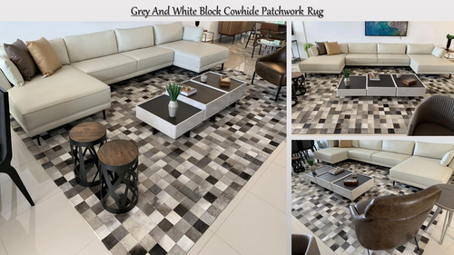 Grey And White Block Cowhide Patchwork Rug.jpg