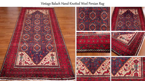 Vintage Baluch Hand Knotted Wool Persian Rug.jpg