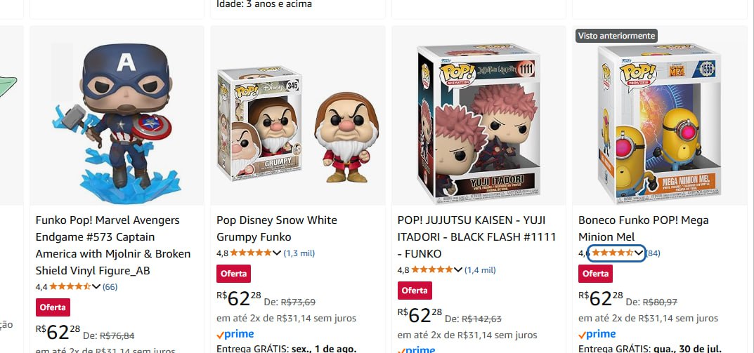 Seleção de Funko Pop com até 50% Off