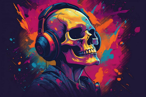a poster for a dj with a skull head on it free photo.jpg