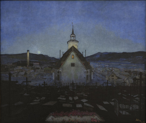 Harald Sohlberg – Night (the Church in Røros) (1903) t3 1l57iub.jpg