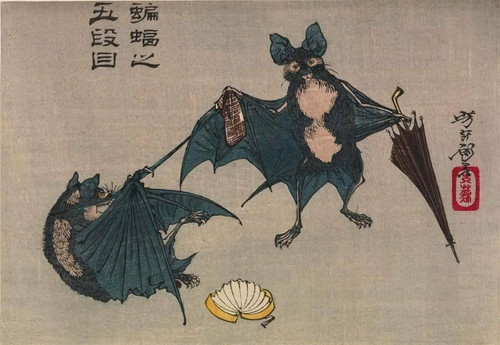 Tsukioka Yoshitoshi Bats and Umbrellas (1882) t3 1lqns0a.jpg