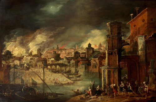 Daniel van Heil The Fall of Troy, with Aeneas fleeing with Anchises and Ascanius (c. 1650) t3 1lq000.jpg