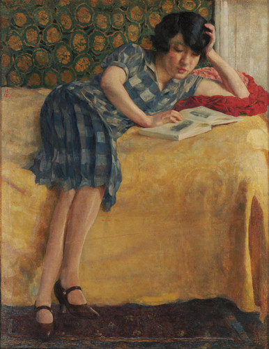 Xu Beihong Jiang Biwei, reading (c.1920) t3 1lhkvh3.jpg