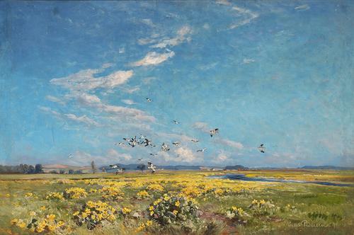 Viggo Pedersen (1854 1926) Flock of Lapwings Over a Meadow of Yellow Flowers t3 1l5g3ky.png