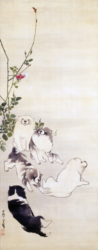 Rosetsu Nagasawa (1754 1799) Roses, Butterfly and Puppies t3 1lpcwyg.jpg