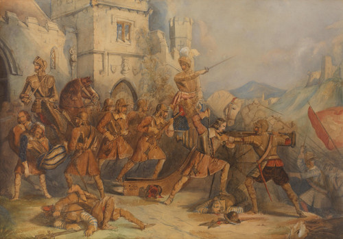 Sir John Everett Millais Attack on Kenilworth Castle (c. 1843) t3 1lop5bv.jpg