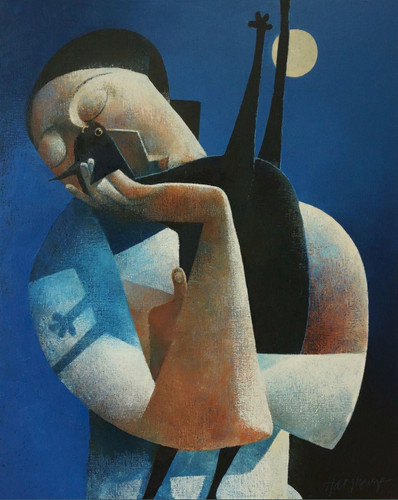 Peter Harskamp (b. 1951) Woman with Cat in Moonlight t3 1lfqurj.jpg
