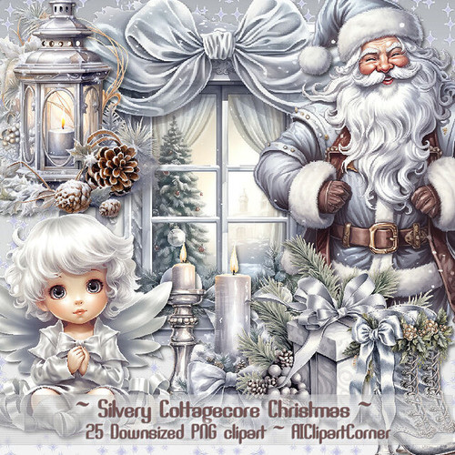 Silvery Cottagecore Christmas AIClipartCorner.jpg