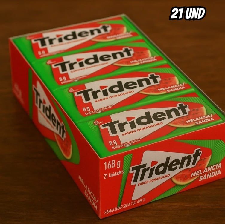 Chiclete Trident Melancia Sem Açúcar – Caixa com 21 unid. de 8g