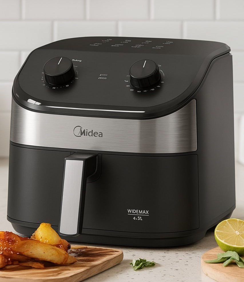 Fritadeira Air Fryer 4,5l Widemax Cyclone Preto E Inox Midea
