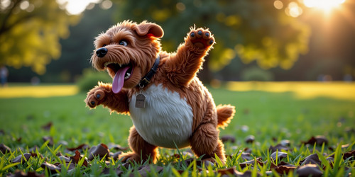 Big Belly Bob BBB a plush labradoodle with absurdly large spherical belly steaming angry with rage h.jpg