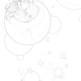 Ella flying over a soap bubble