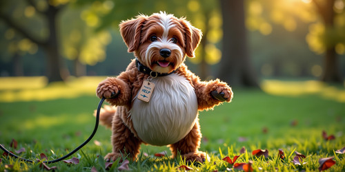 Big Belly Bob BBB a plush labradoodle with absurdly large spherical belly disconnecting a wifi cable.jpg